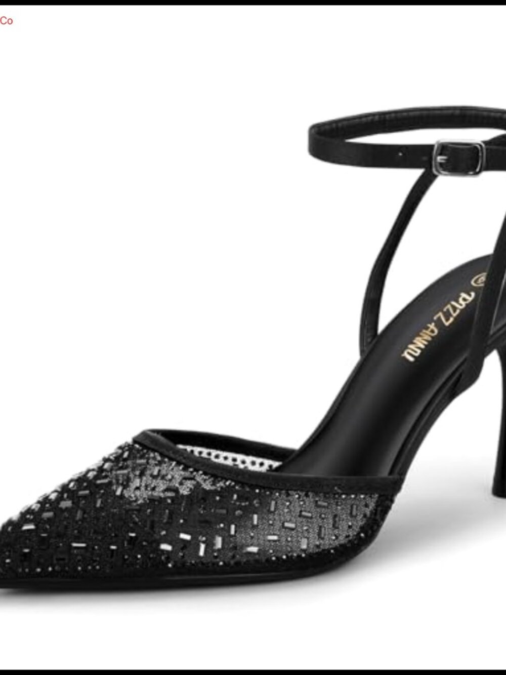Women's Cienna High Heels Stiletto Pumps Mesh Rhinestones Ankle Strap Dress